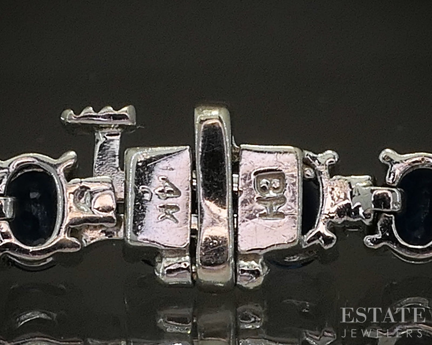 14k White Gold EFFY Natural Blue Sapphire & Diamond Tennis Bracelet 13g p17181b