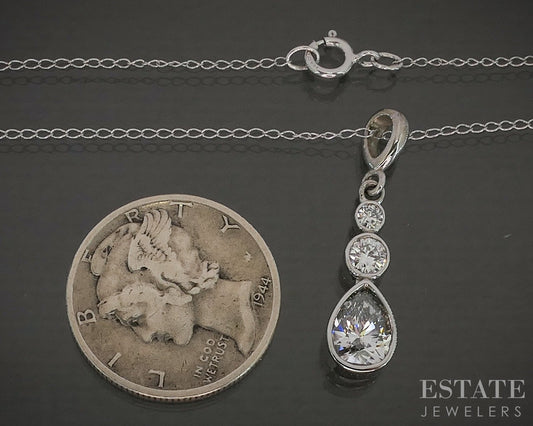 14k White Gold Natural .66ctw Diamond Journey Necklace 1.6g 18"L p20455
