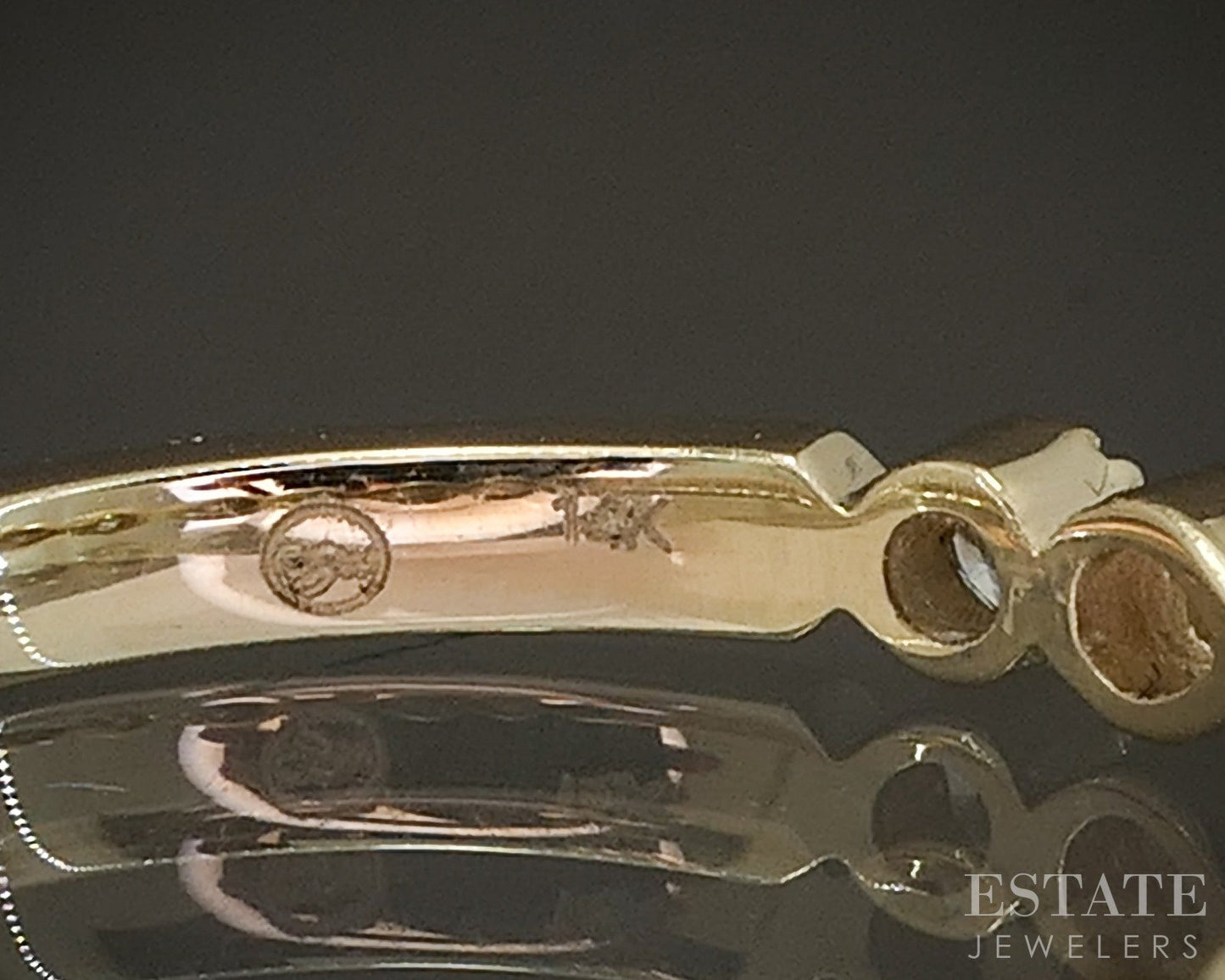 14k Yellow Gold Stackable Millgrain Natural Diamond Band Ring p22561