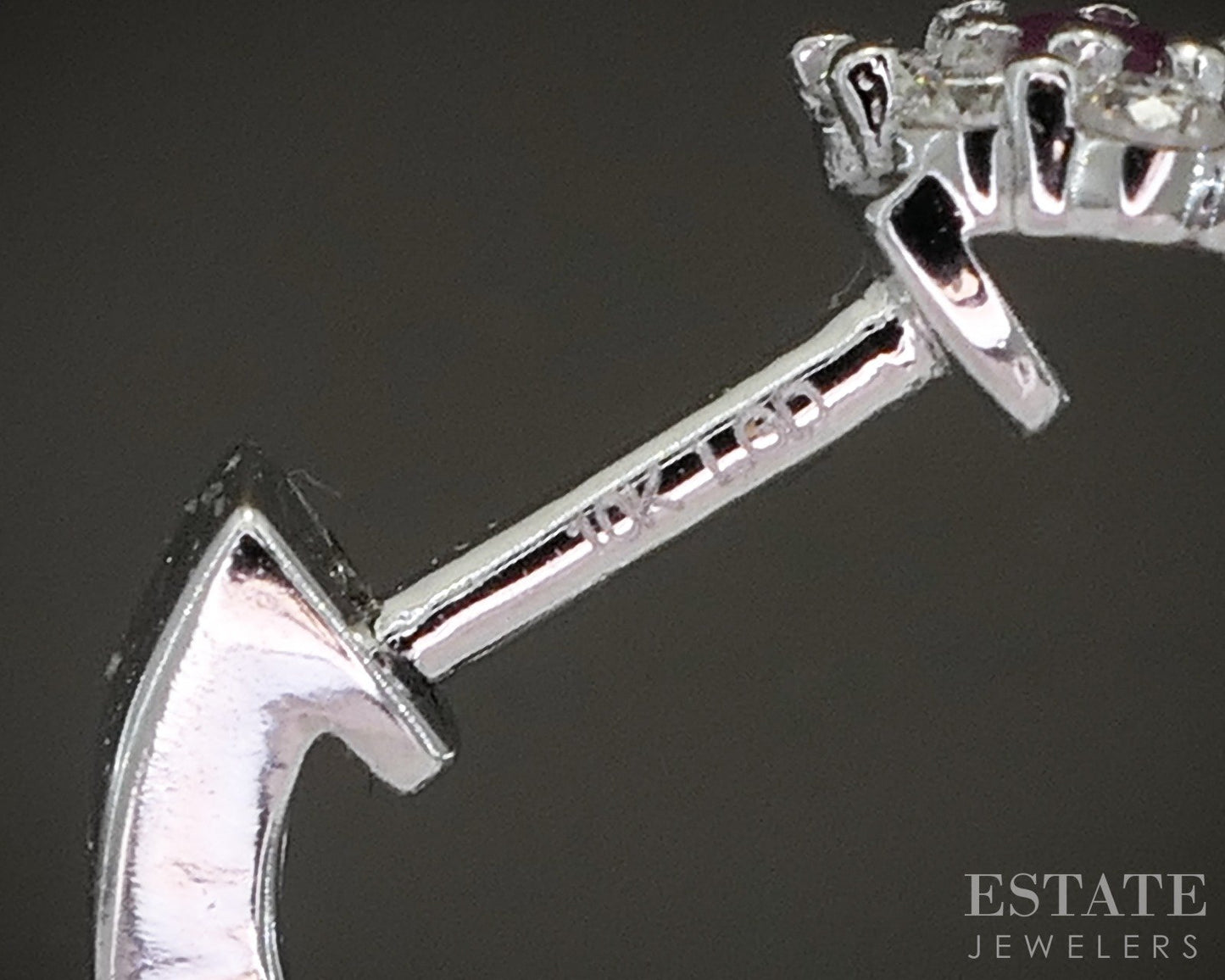 10k White Gold Ruby & Lab Diamond Inside Out Hoop Earrings p22462