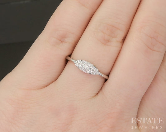 10K White Gold .17ctw Lab Diamond Marquise Pave Ring p22547