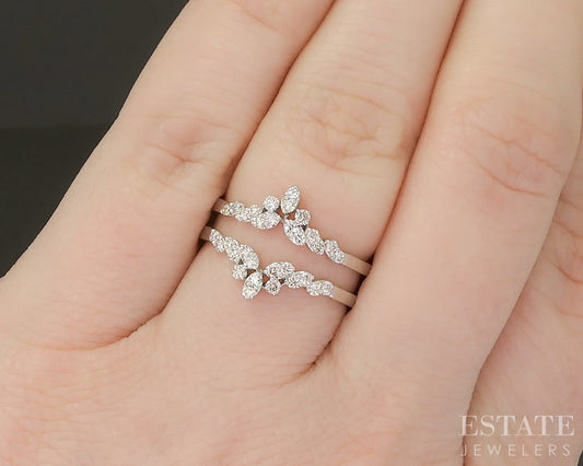 14k White Gold .33ctw Natural Diamond Ring Jacket Guard p22542