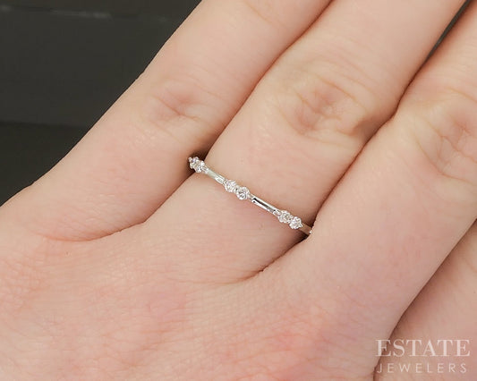 14k White Gold .14ctw Natural Diamond Stackable Band Ring p22560