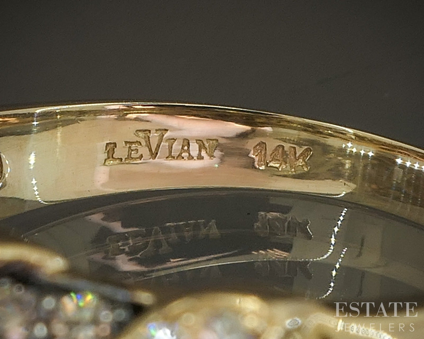 14k Honey Gold LeVian Natural .80ctw Chocolate & Vanilla Diamond Ring p18735