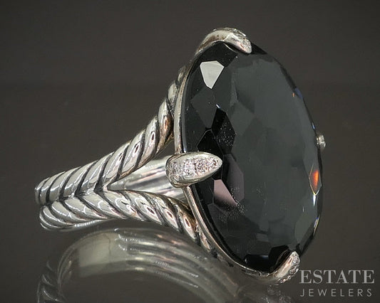 Sterling David Yurman Gray Orchid Hematite & Diamond Chatelaine Ring 9g p18291