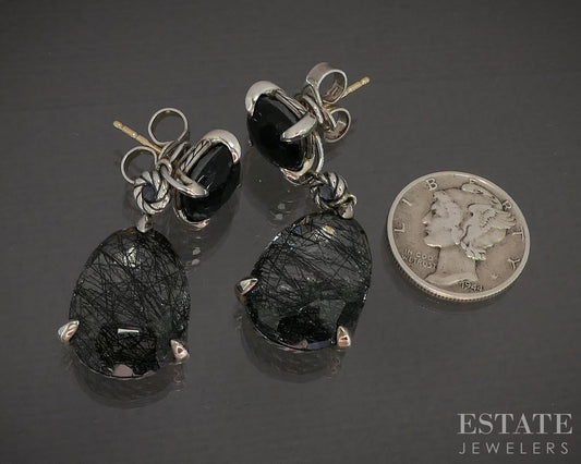 14k & Sterling David Yurman Black Orchid Quartz Chatelaine Earrings p18292