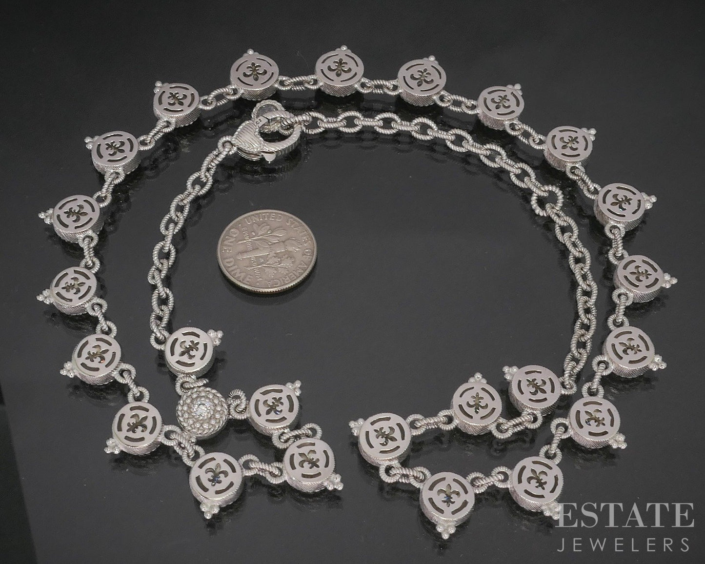 Sterling Silver Judith Ripka CZ Button Ladies Tennis Necklace 50g 20"L p22822