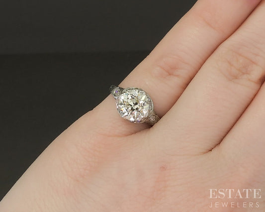 Antique Art Deco Platinum European 2.00ct Diamond Filigree Ring 3.4g p17623