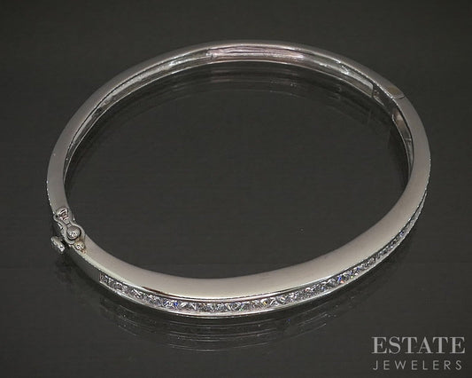 Platinum Princess Natural 1.96ctw Diamond Hinged Bangle Bracelet 28.7g p17550