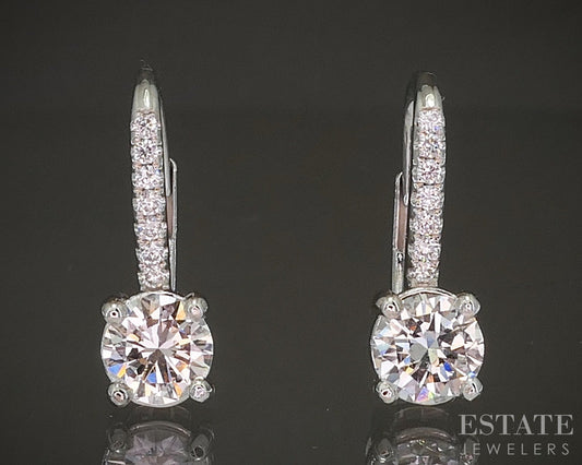 14k Round Gold Round Natural 1.46ctw Diamond Leverback Earrings 3g p20736