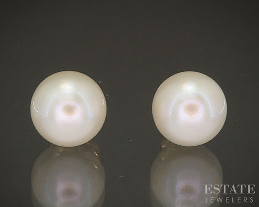14k Yellow Gold 7.5mm Cultured Pearl Stud Earrings p19195