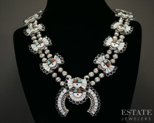 Vintage Sterling Multi Gem Zuni Leagus & Caroline Ahiyite Jewelry Set p21100
