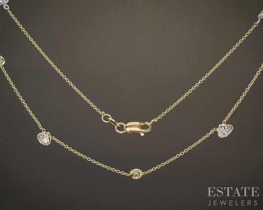 18k Yellow Gold Roberto Coin Natural Diamond By the Inch Necklace 3g 18"L p20278