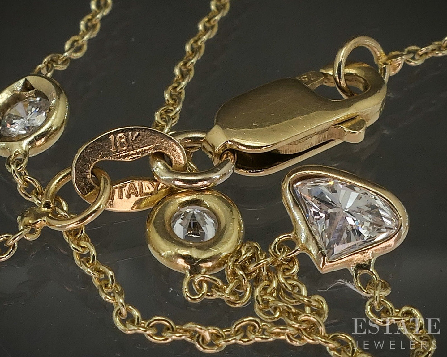 18k Yellow Gold Roberto Coin Natural Diamond By the Inch Necklace 3g 18"L p20278