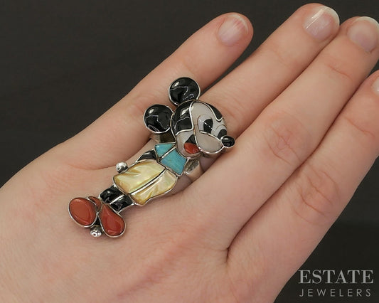 Vintage Sterling Zuni Veronica Nastacio Poblanco Mickey Mouse Ring 9.3g p21099