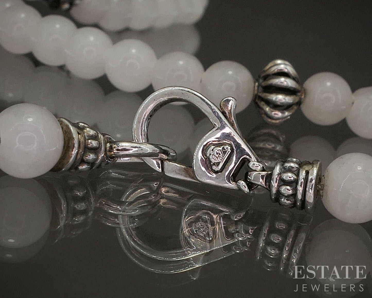 Sterling Silver LAGOS Caviar 6mm Quartz Beaded Station Necklace 34"L p20258