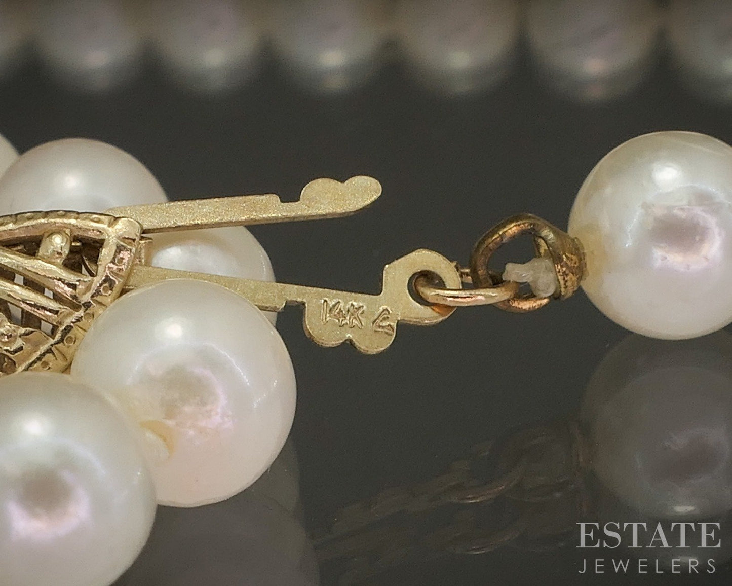 14k Yellow Gold 6mm Cultured Akoya Pearl Ladies Necklace 18"L p20169