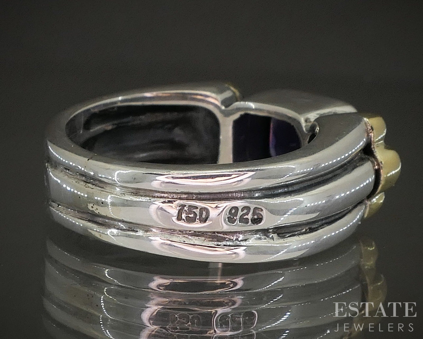 18k & Sterling Lagos Caviar Natural Amethyst Ladies Ring 7.6g p20817
