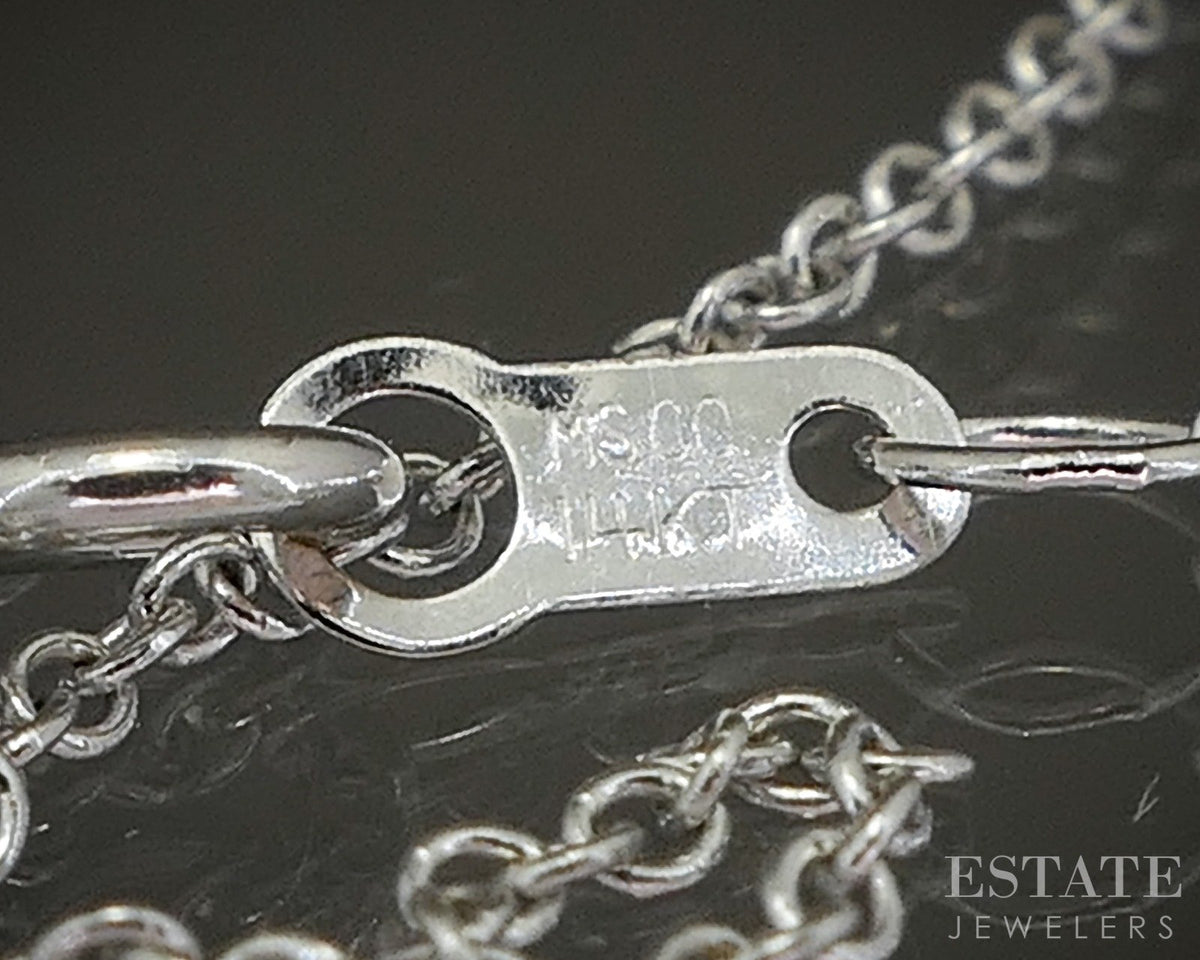 14k White Gold Natural Diamond Aries Constellation Necklace 1.9g 18"L p19193b