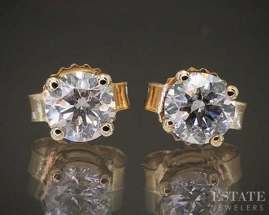 14k Yellow Gold Round Natural .46ctw Diamond Stud Earrings p20026b