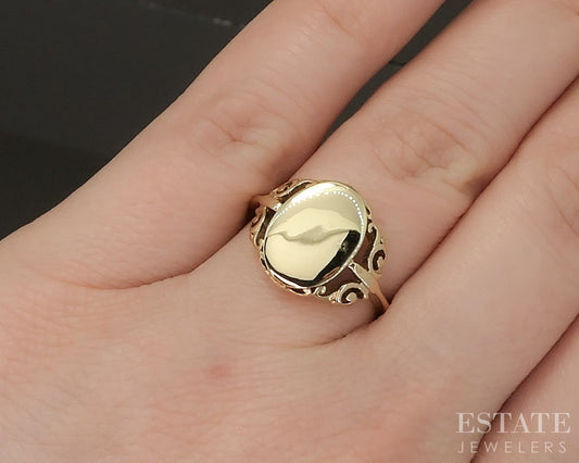 Vintage 10k Yellow Gold Blank Signet Ladies Band 3.3g p21222b