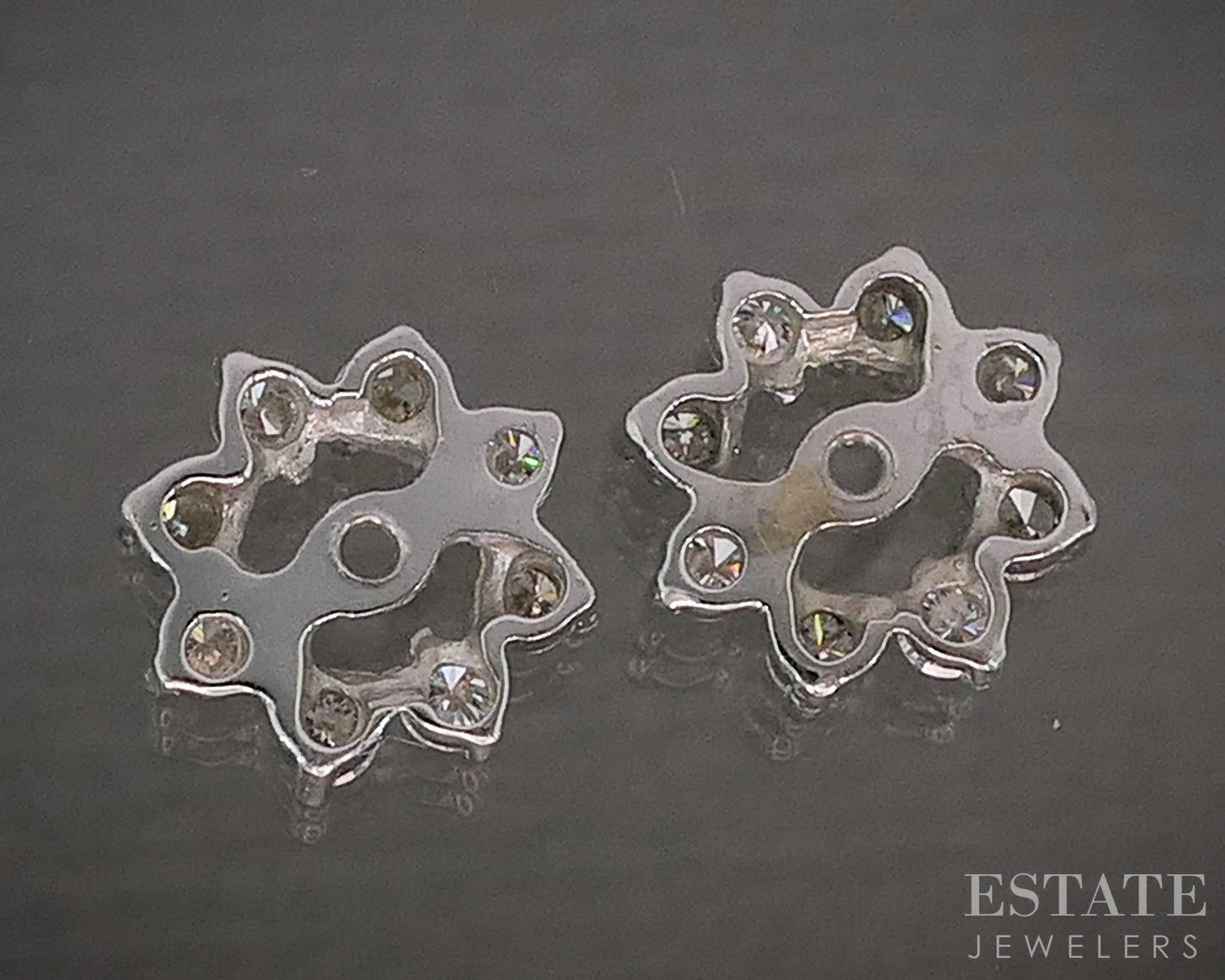 14k White Gold Round Natural .32ctw Diamond Stud Earring Enhancers p18935