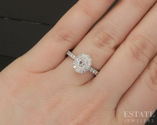 14k White Gold Natural 1.35ctw Diamond Neil Lane Halo Engagement Ring p19297