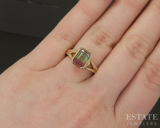 New 14k Yellow Gold 1.98ct Watermelon Tourmaline Solitaire Ring p23502
