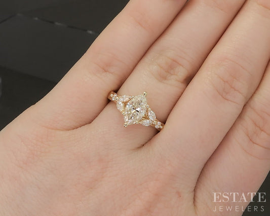 Estate Jewelers "Catherine" Cathedral Marquise Diamond Engagement Ring p23503