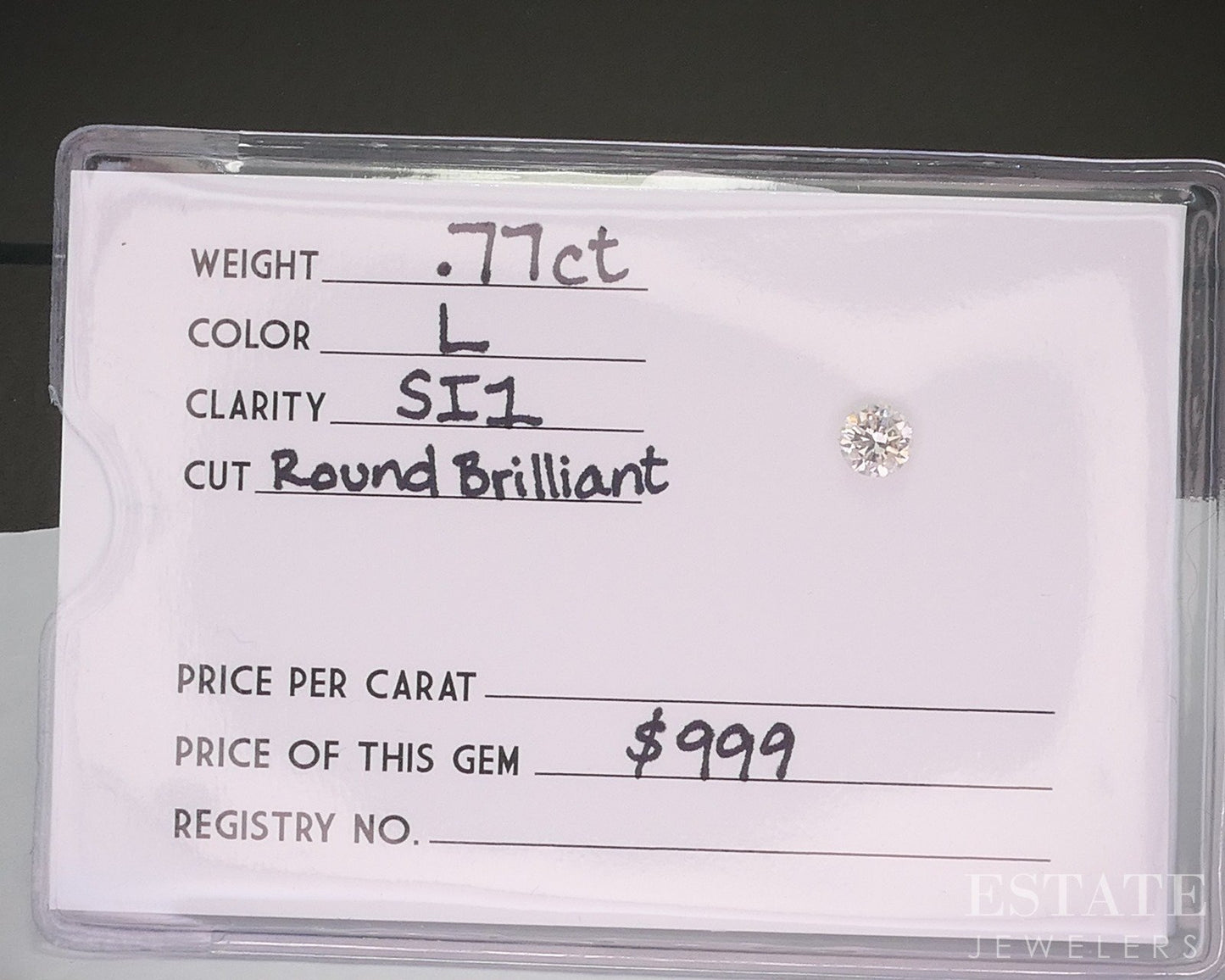 Loose .77ct Round Cut Natural Diamond SI1/L p21731