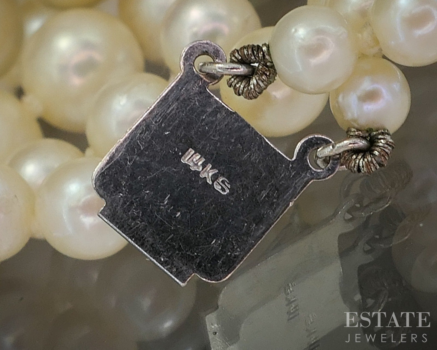 14k White Gold 3.3-7mm Akoya Pearl Multi Strand Necklace 18.5"L p21132