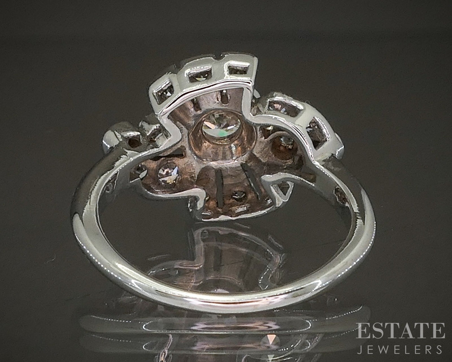 Antique 14k White Gold OEC Natural .62ctw Diamond Engagement Ring 4.4g p22716
