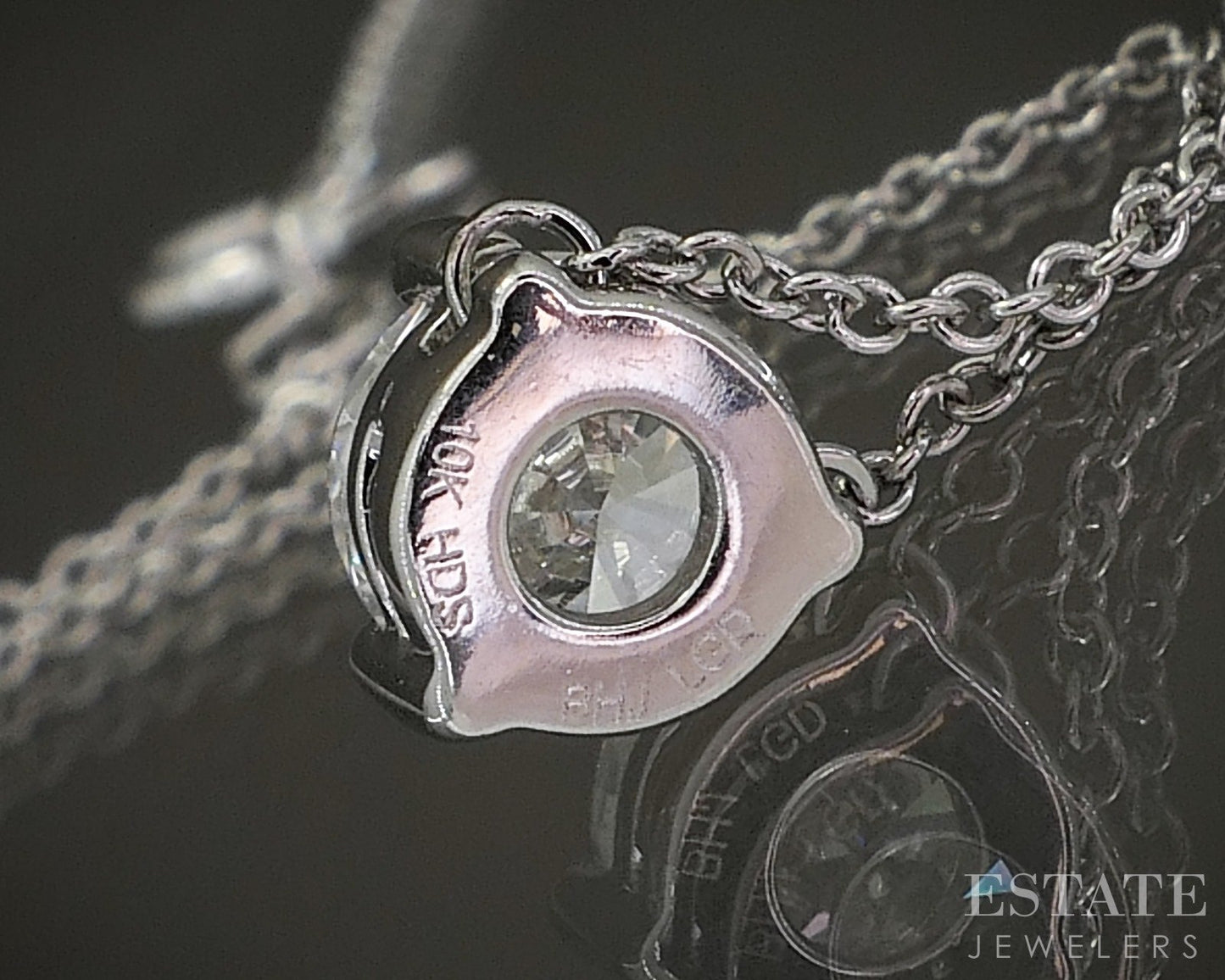 10k White Gold Round Lab Created .55ct Diamond Solitaire Necklace 18"L p14871b