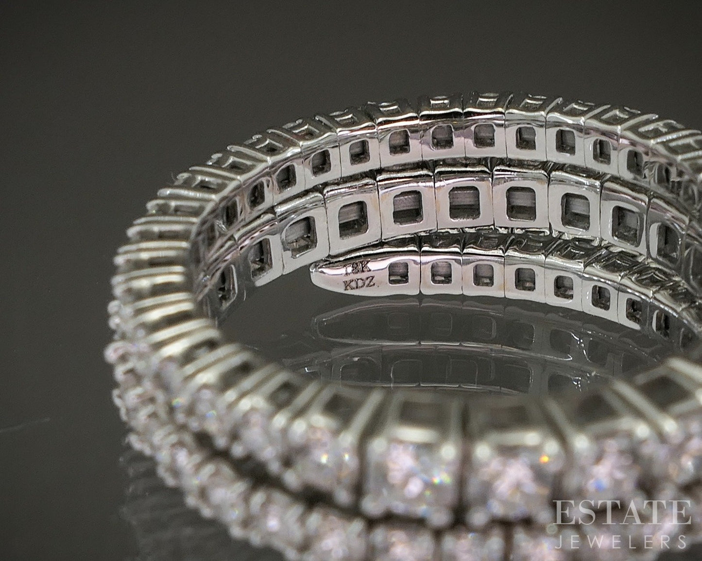 18k White Gold Natural 1.65ctw Diamond Flexible Wrap Band Ring 5.4g p24956