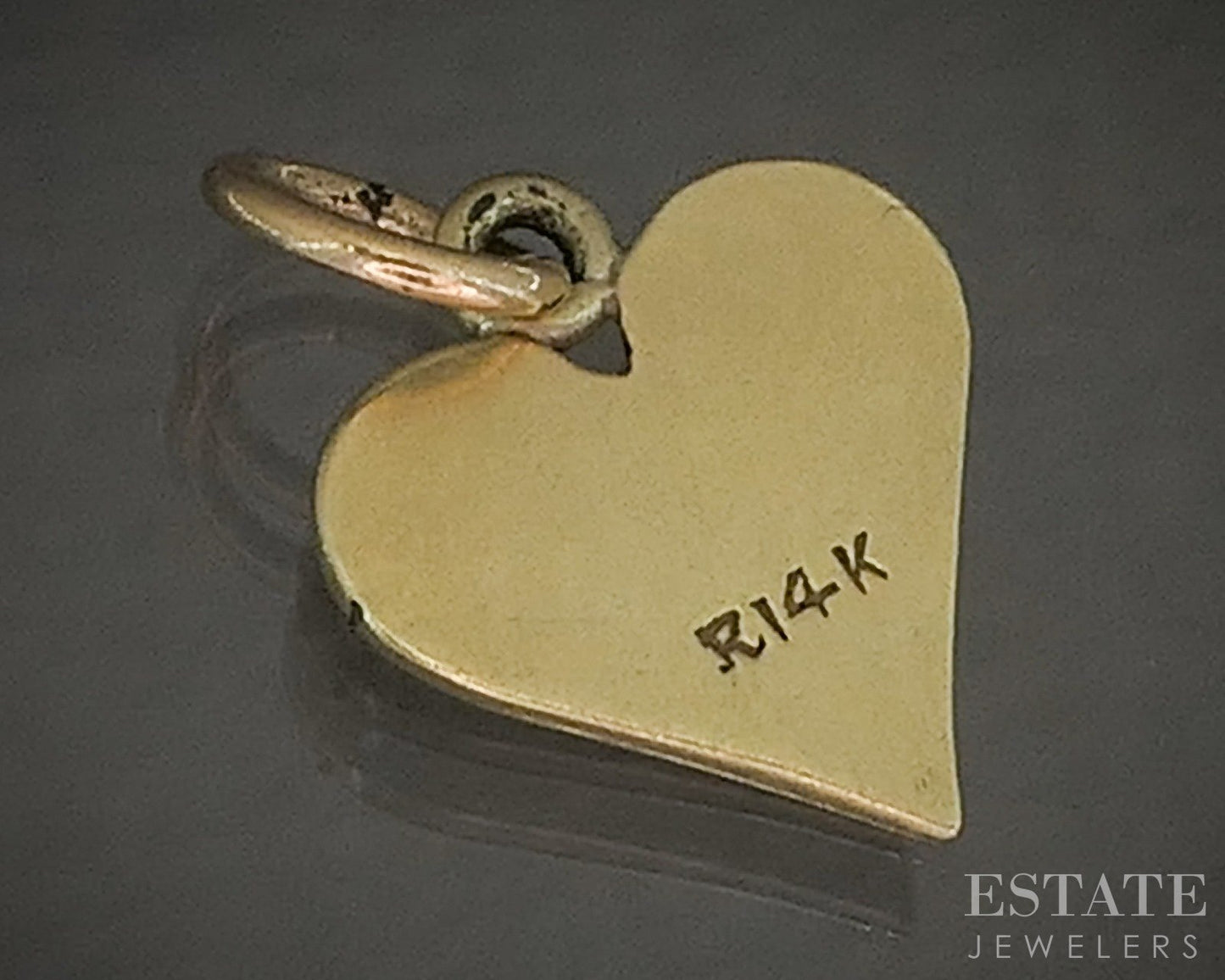 Vintage 14k Yellow Gold Enameled Heart Charm 0.7g p20054b