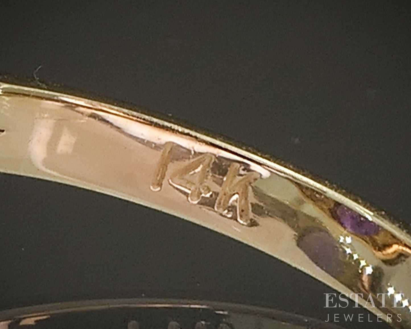 14k Yellow Gold Oval Natural Amethyst & Diamond Ladies Ring 2.9g p19299b