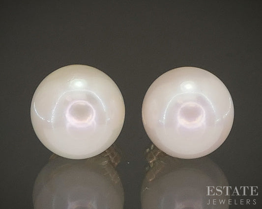 14k Yellow Gold 6.5mm Cultured Pearl Stud Ladies Earrings p19194b