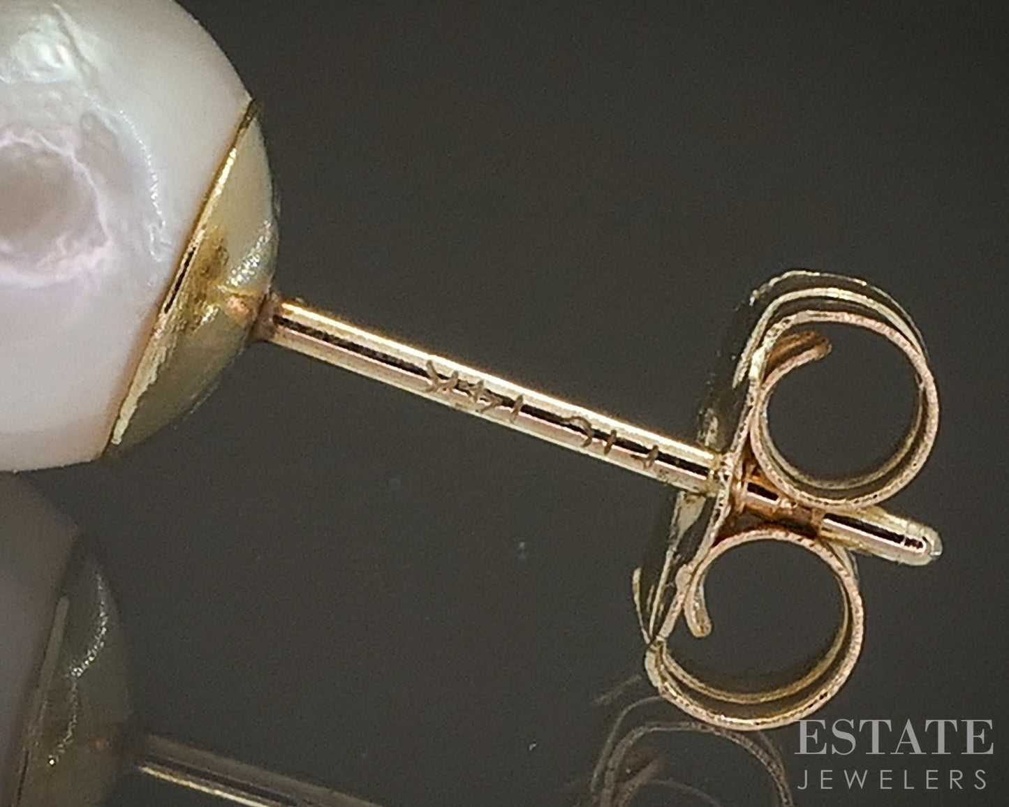 14k Yellow Gold 6.5mm Cultured Pearl Stud Ladies Earrings p19194b