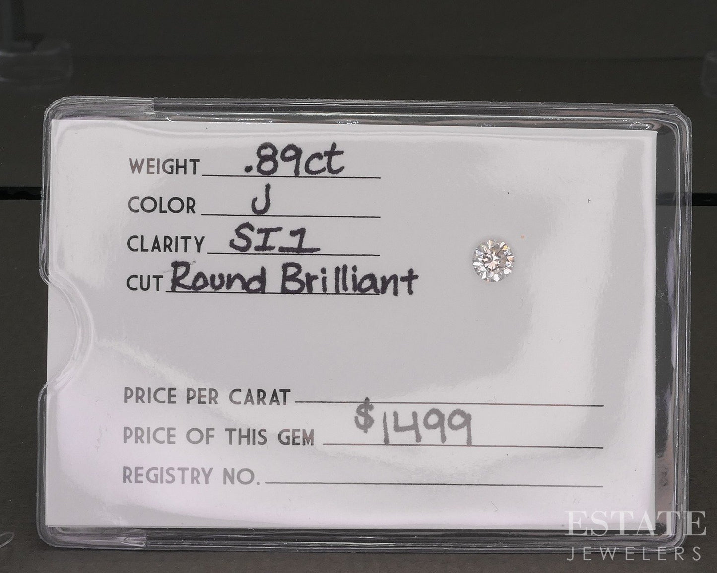 Loose .89ct Round Cut Natural Diamond SI1/J p84624