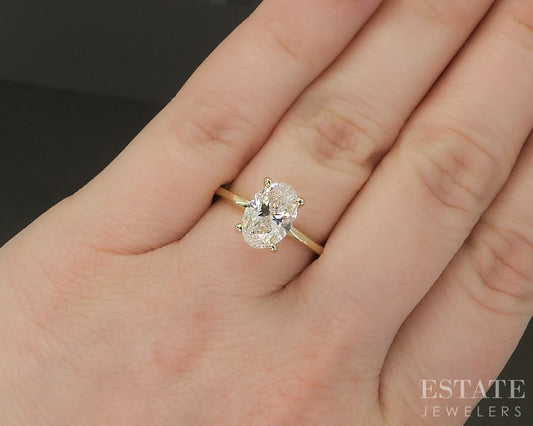 18k Yellow Gold IGI Oval 2.01ct Lab Created Diamond Engagement Ring p22444