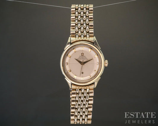 1952 Omega Constellation Pie Pan Honeycomb Gold Capped Cal 354 Mens Watch p24205