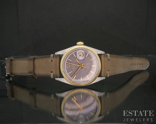 1978 Rolex Datejust Stainless Two Tone 1601 Slate Ghost Dial Mens Watch p23295