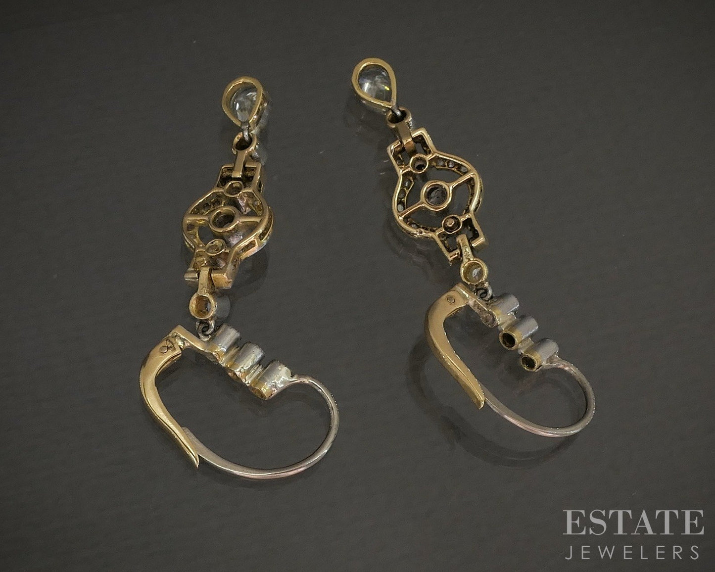 Antique Edwardian Platinum 18k Natural 1.28ctw Diamond Earrings 6.8g p23057