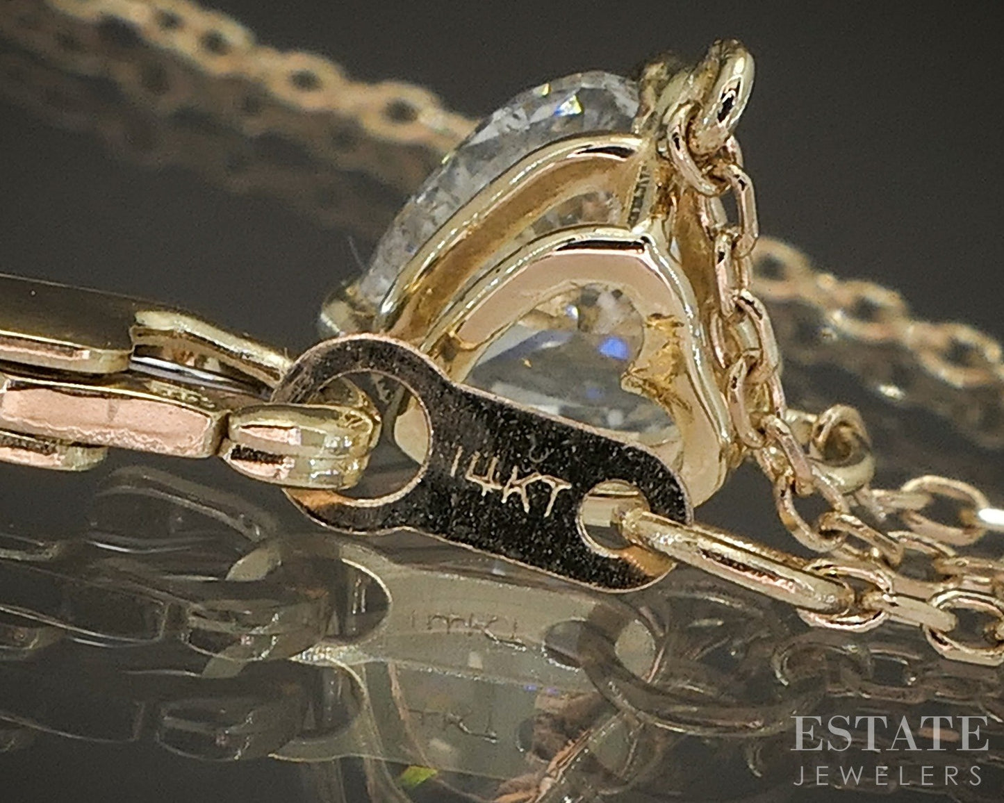 14k Yellow Gold Heart Natural .52ct Diamond Solitaire Necklace 1.7g 18"L p23056