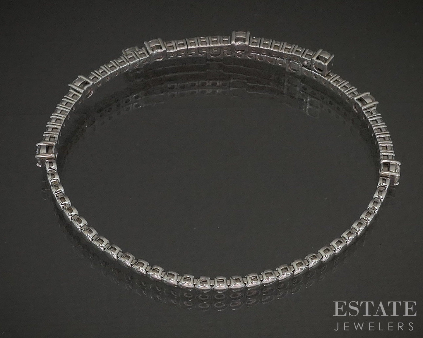 14k White Gold Natural 2.94ctw Diamond Flex Bypass Bangle Bracelet 11.5g p23059