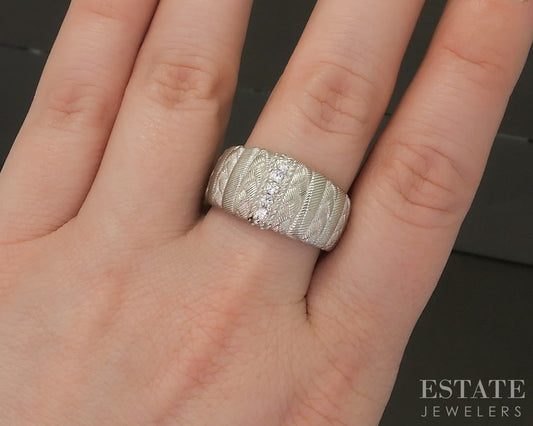 Sterling Silver Judith Ripka CZ Braided Cable Ladies Band Ring 11.1g p24407