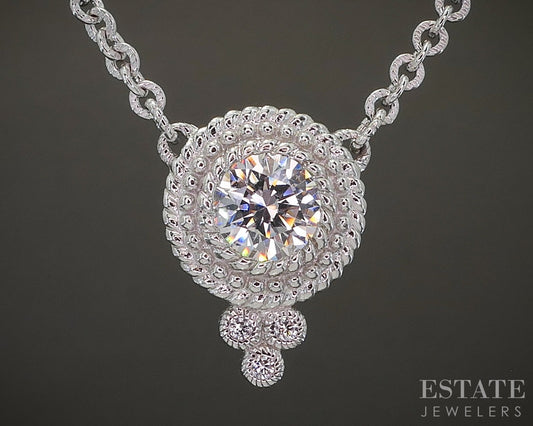 Sterling Judith Ripka Round CZ Cable Chain Necklace 8.1g 20"L p24440