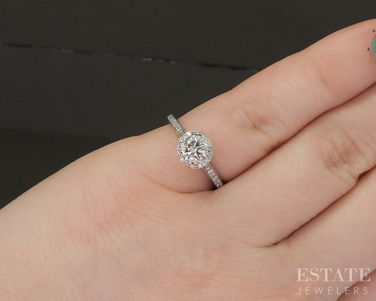 18k White Gold Round Natural 1.02ctw Diamond Tacori Engagement Ring 3g p18750