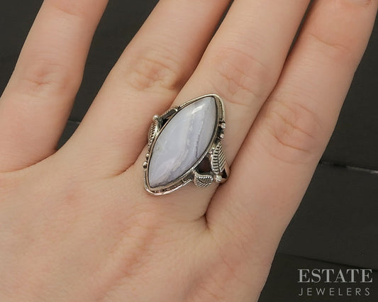 Vintage Sterling Natural Agate Navajo Ladies Ring 7.2g p20007