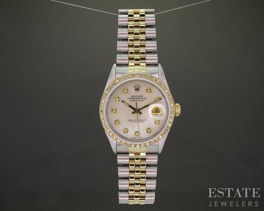 1987 Rolex Datejust 16013 Two Tone MOP Diamond 36mm Watch p22884